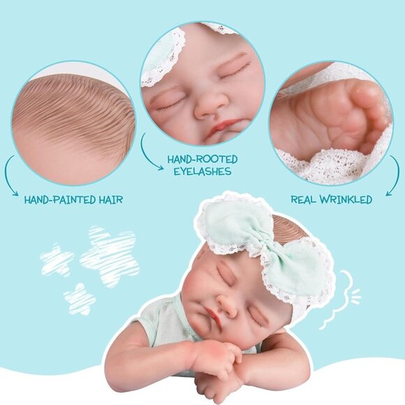 20 '' Sleeping Realistic Newborn Baby Girl with Doll Accessories for Girls 3+ - Picture 5 of 7